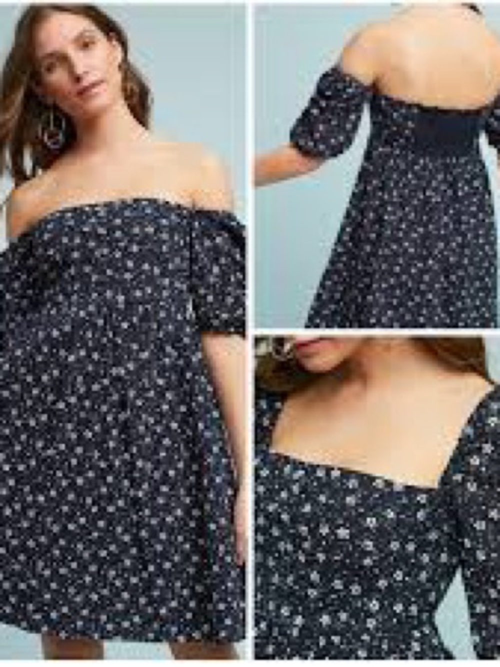 Maeve Navy Floral Off-Shoulder Mini Dress 1098